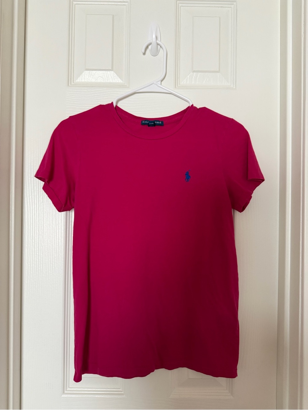 Ralph Lauren Hot Pink Short Sleeve Crew Tee with Navy Pony